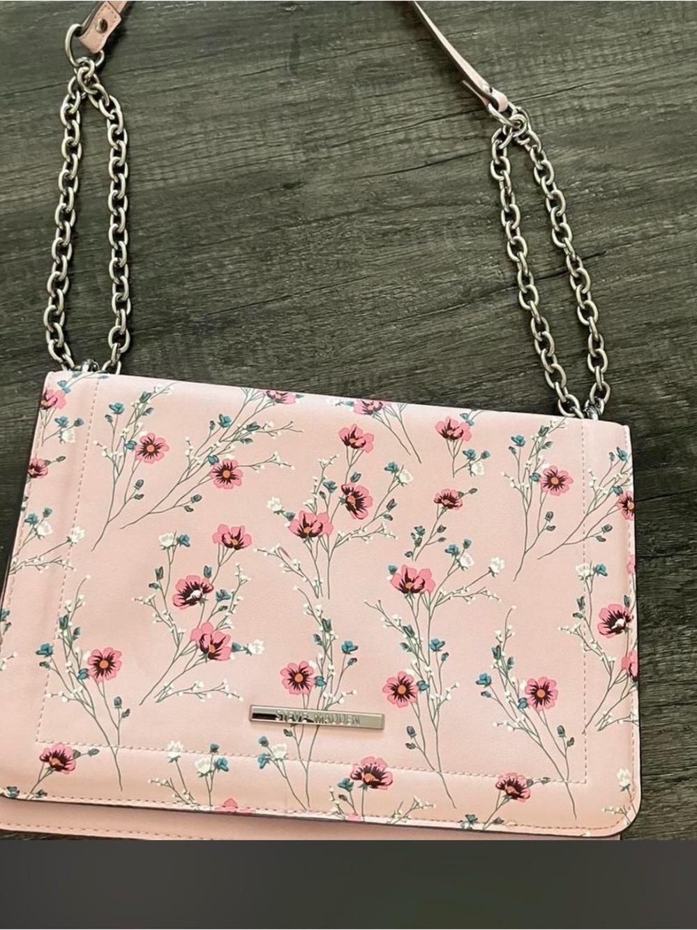 Steve Madden Pink Floral Chain Strap Crossbody